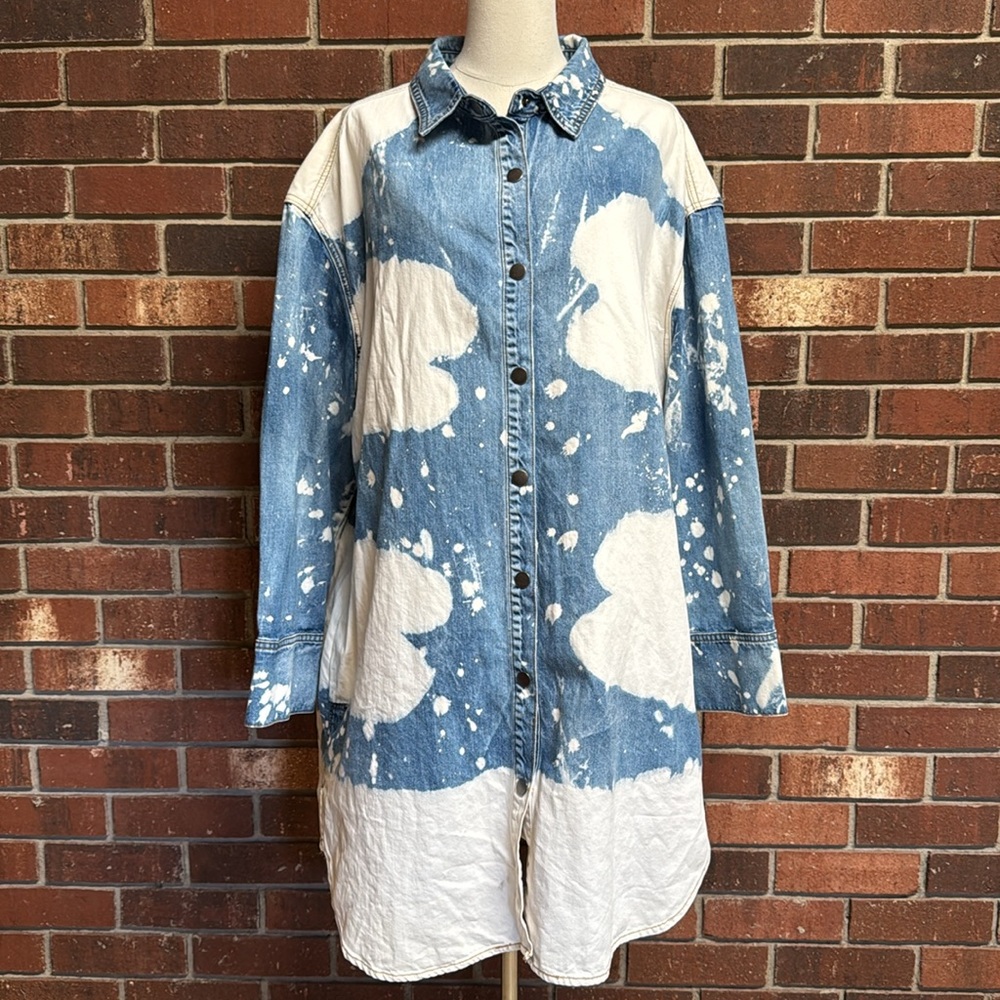 Easel Acid Washed Denim Shirt Dress‎ Size Large